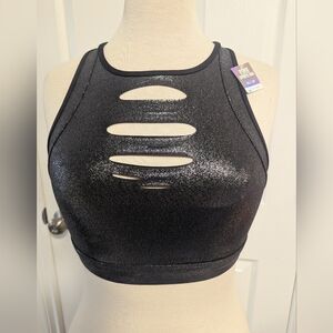 Pink Victoria's Secret Black Metallic Cutout Sports Bra